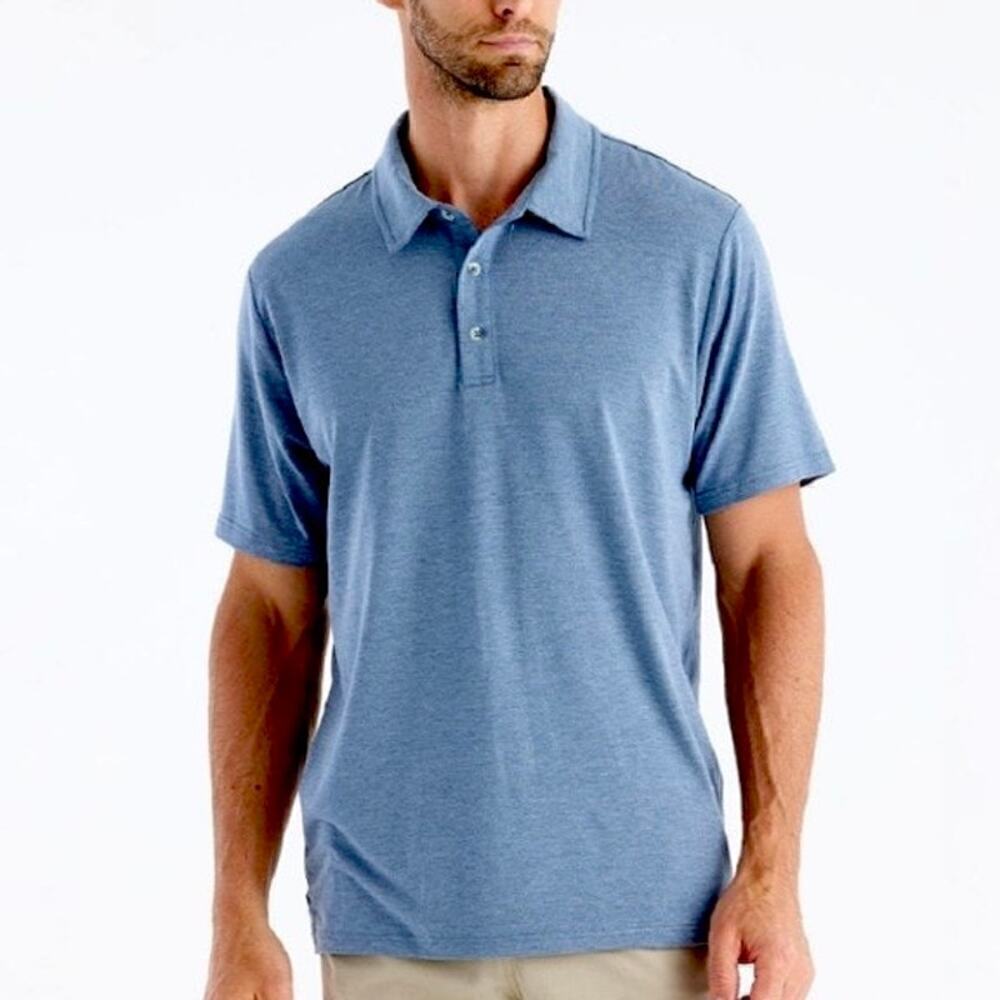 Free Fly Performance Polo Blue Soft Bamboo Casual Size Large